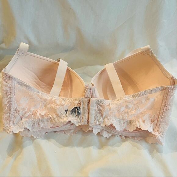 Rachel By Rachel Roy light pink lace padded bra 38DD gold tone accents6 - Picture 7 of 16